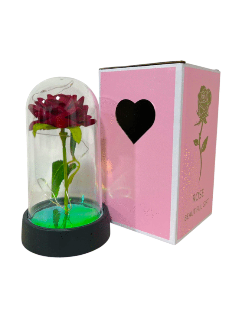ROSA CUPULA CON LUZ MINI