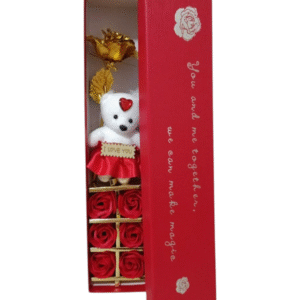 CAJA RECT ROSAS Y PELUCHE
