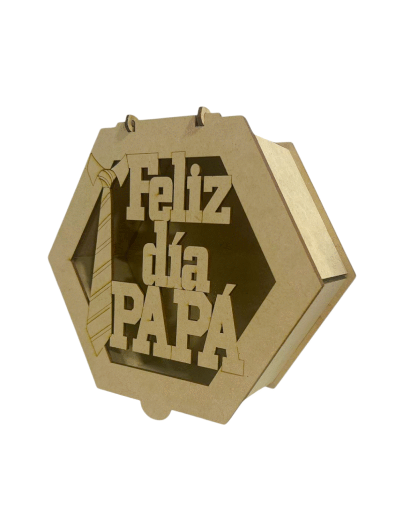 CAJA MDF HEXAGONO TAPA PLEG #3